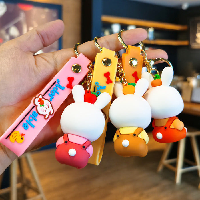 Wholesale Cute Bunny Cartoon Rubber Keychain JDC-KC-Tingm158