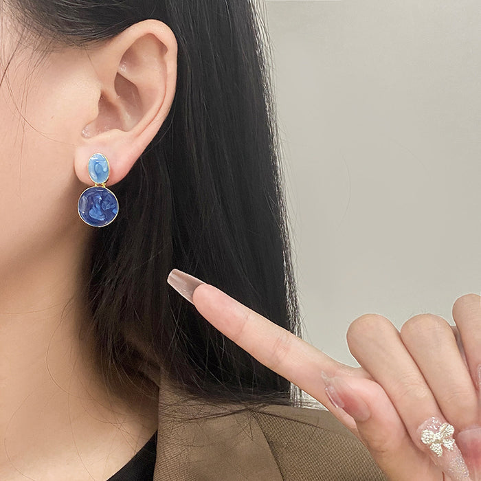 Wholesale Small niche design earrings with high-end and exquisite texture, sea blue earrings