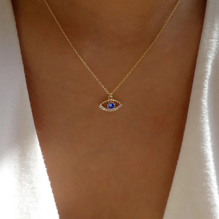 Wholesale Angel's Eye Pendant Simple Diamond Set Devil's Eye Necklace for Women