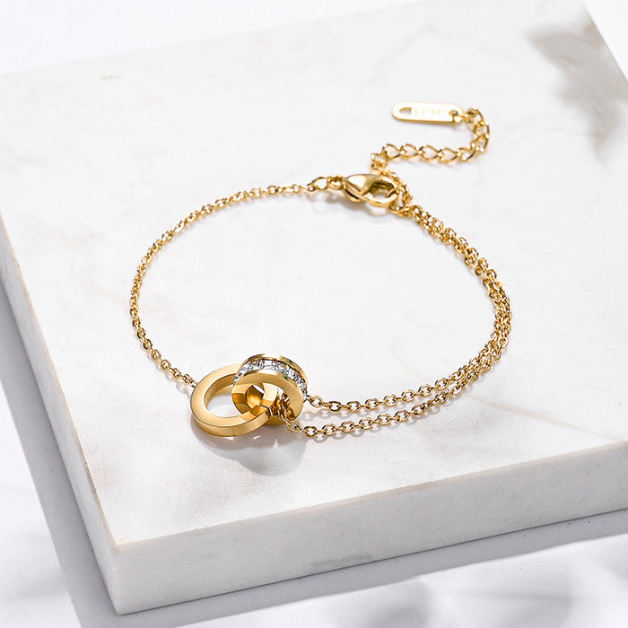 Wholesale Minimalist titanium steel Roman numeral bracelet, personalized forest style jewelry, best friend bracelet, versatile accessory