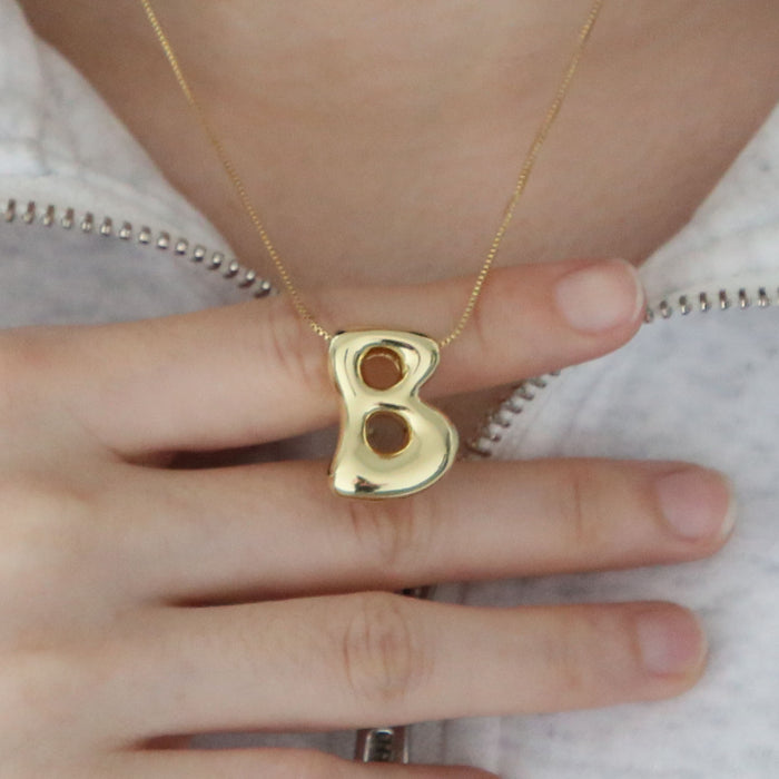 Wholesale 18k Brass Glossy Balloon 26 English Letters Necklace JDC-NE-BaiYi002