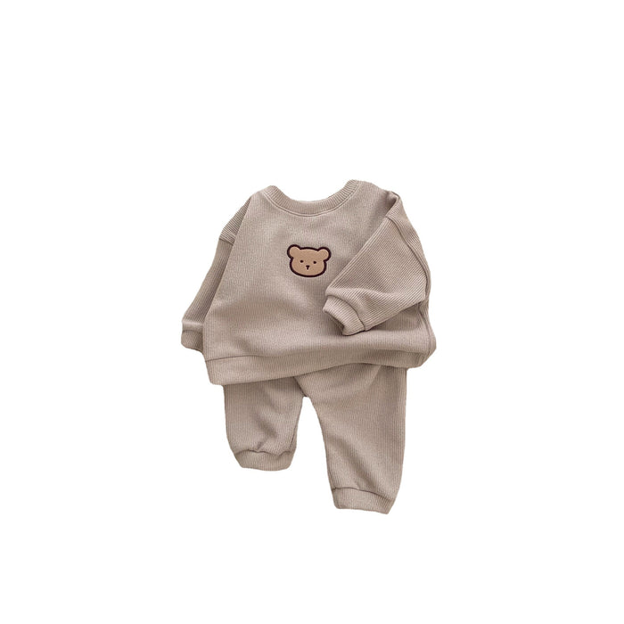 Wholesale Embroidered Bear Sweatshirt Sweatshirt Pants Children Suit JDC-CTS-WeiNiS004