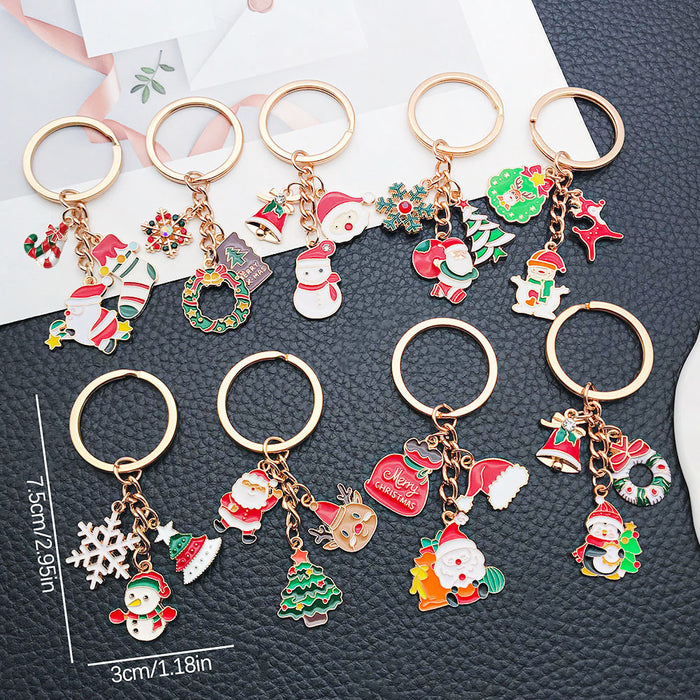 Wholesale Zinc Alloy Christmas Keychain with Snowman Elk Design Festive Gift Keyring