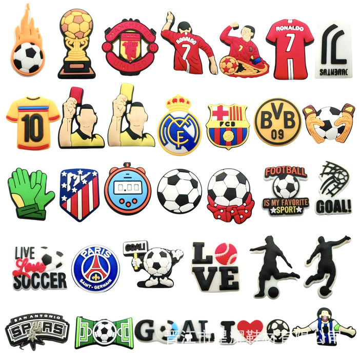 Wholesale Football themed cartoon hole shoes, flower shoe buckles, DIY detachable shoe decoration accessories wholesale PVC soft rubber