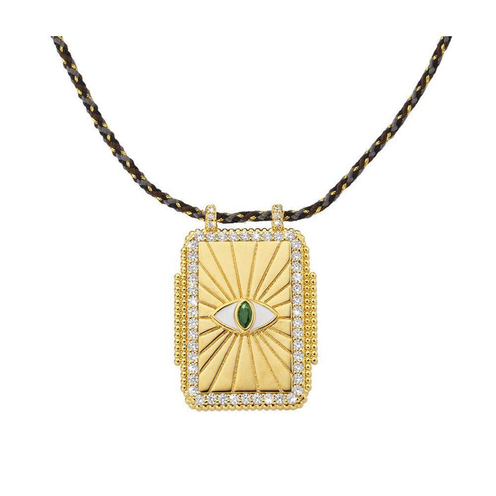 Wholesale Copper Retro Tarot Card Pendant Necklace With Gemstone Trendy Fashion Jewelry Accessory Boutique Resale Gift