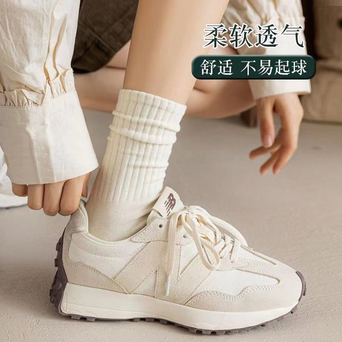 Wholesale Stacked socks, mid length socks, solid color vertical stripes, casual sports style, long socks for spring and autumn