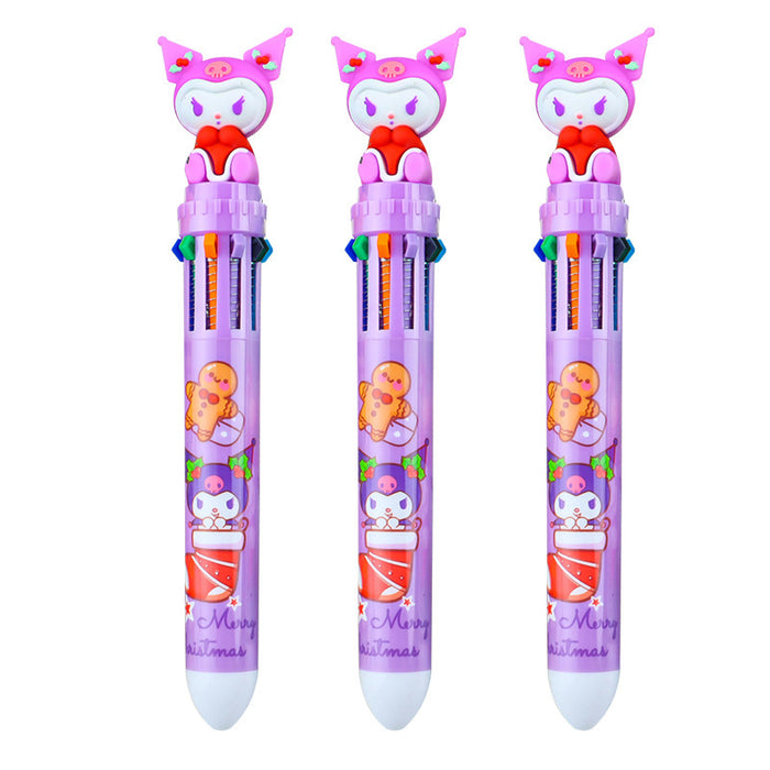 Wholesale Random Christmas series cartoon push ballpoint pen multifunctional student multi-color all-in-one notebook pen colored pen