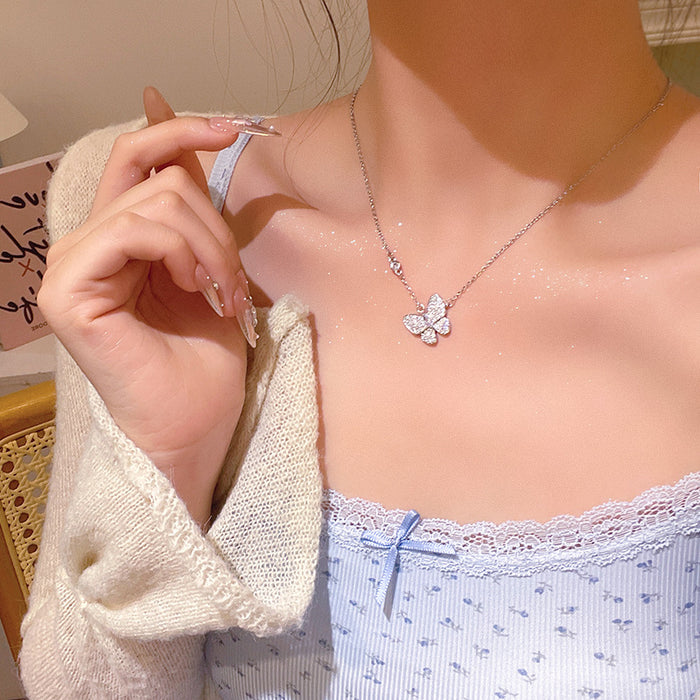 Wholesale Zirconium Butterfly Necklace Titanium Steel Clavicle Chain New Style Spice Girl Accessories