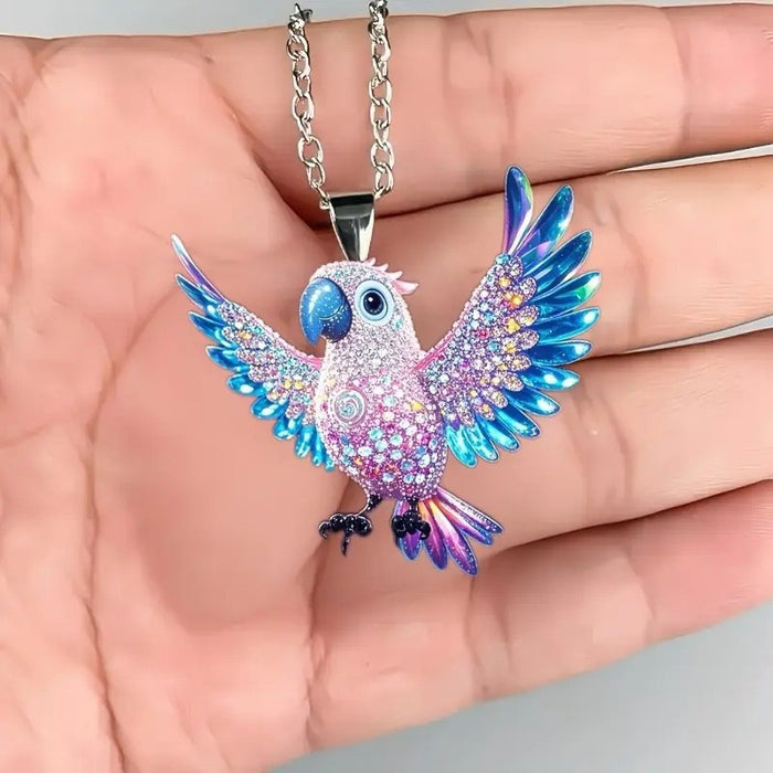 Wholesale Acrylic Colorful Parrot Bird Pendant Necklace with Ball Chain Fashion Jewelry Accessory