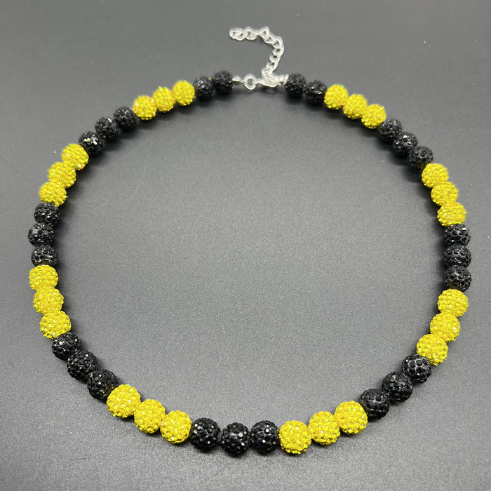 Wholesale Baseball necklace hip hop colorful diamond ball jewelry necklace