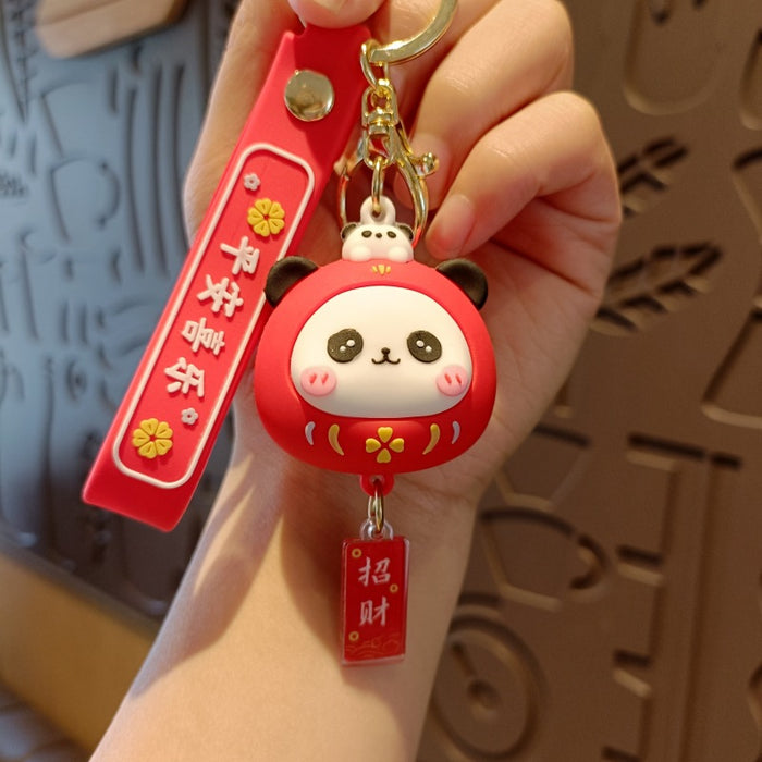 Wholesale Panda Cute 3D Doll Silicone Keychain JDC-KC-MingT128