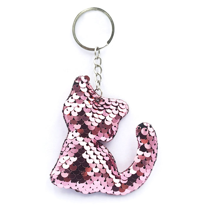 Wholesale Reflective Shiny Animal Plant Keychain PET Sequins Fashion Bag Car Pendant DIY Clothing Accessories JDC-KC-QS001