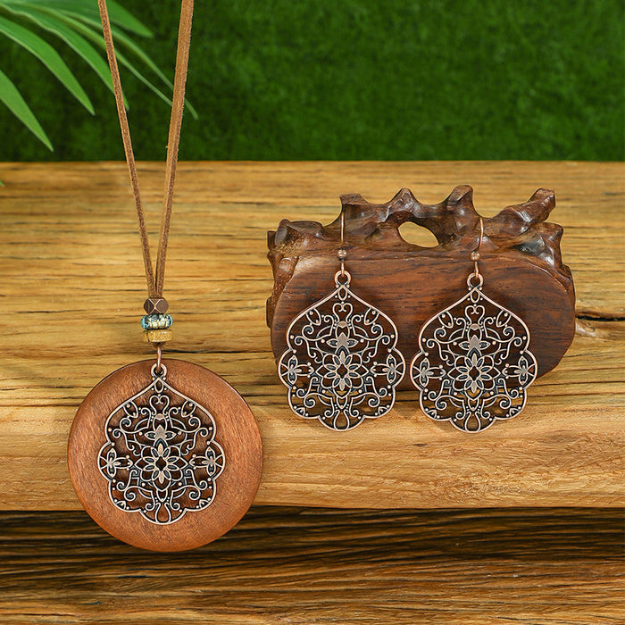 Wholesale Bohemian Handmade Tassel Earring and Necklace Set Alloy Geometric Circle Fashion MOQ≥2