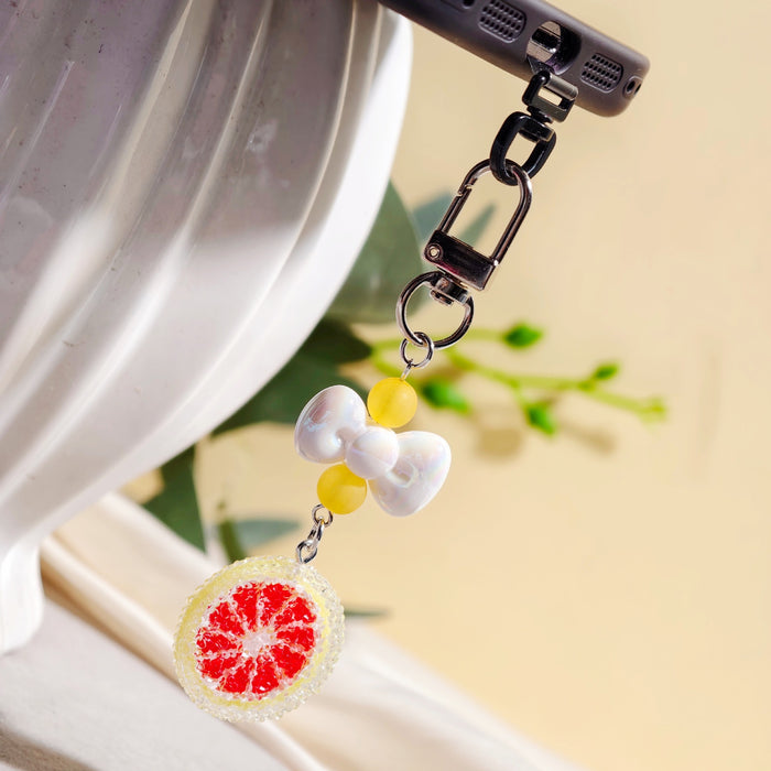 Wholesale Cartoon Fruit Beaded Charm Set - Electroplated Phone Bag Keychain Accessory