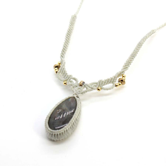 Wholesale Women S Vintage Bohemian Handmade Necklace Irregular Drop Natural Stone Pendant Braided Chain Fashion Jewelry Accessory