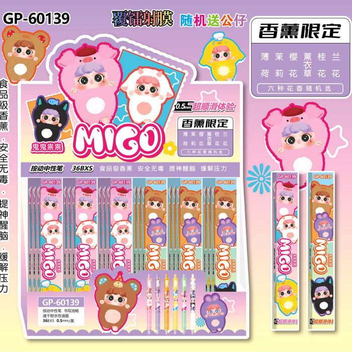 Wholesale 36pcs Cartoon Blind Box Press Pen Cartoon Metal Pen Clip Press Laser Black