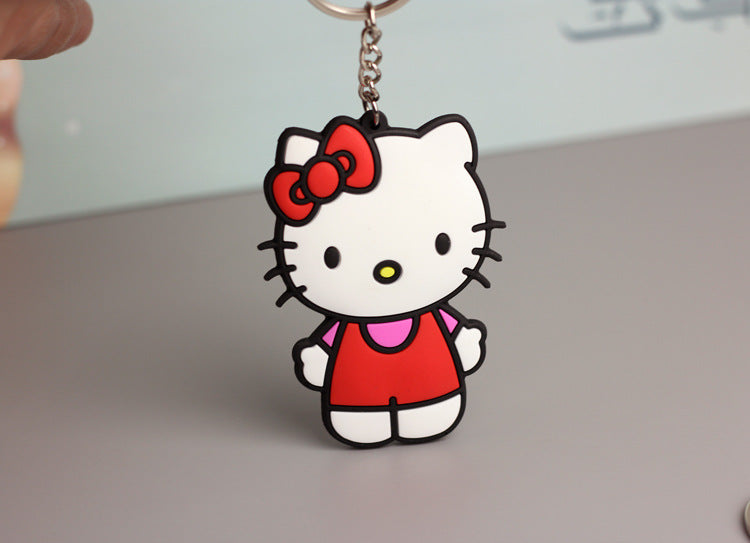 Wholesale  Doll Double-sided Soft Rubber Keychain for Girls Cute Pink Cat Keychain Bag Hanging Ornaments