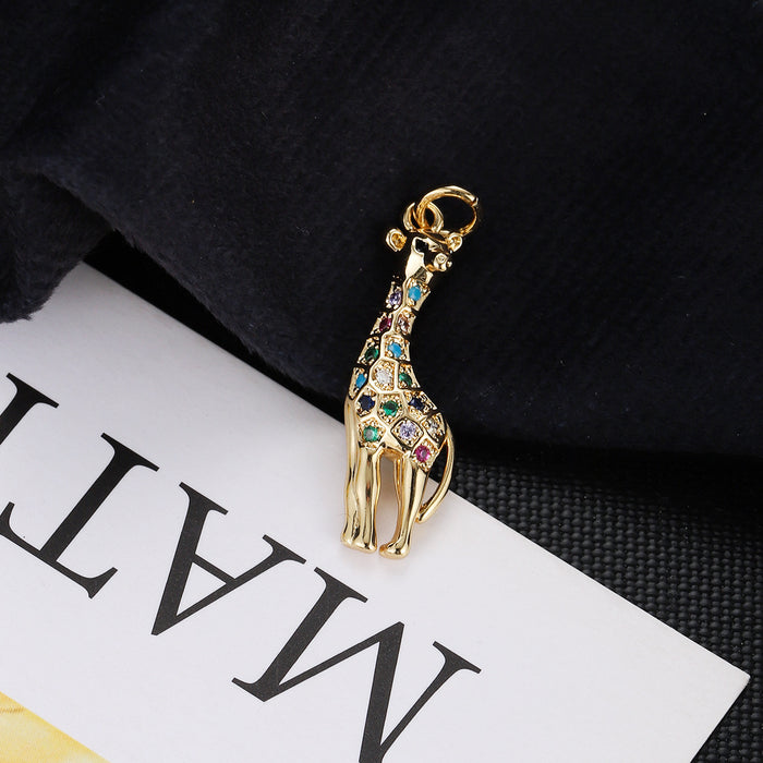 Wholesale Umbrella Giraffe Pattern Zircon Pendant Accessories Diy JDC-PT-YJ012