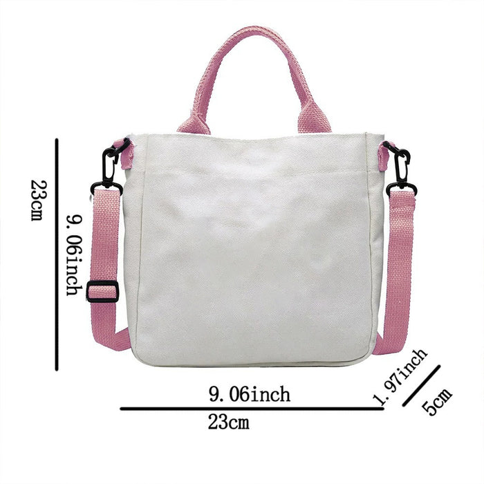 Wholesale Kpop Cartoon Print New Purple Canvas Handbag,  Shoulder Bag,