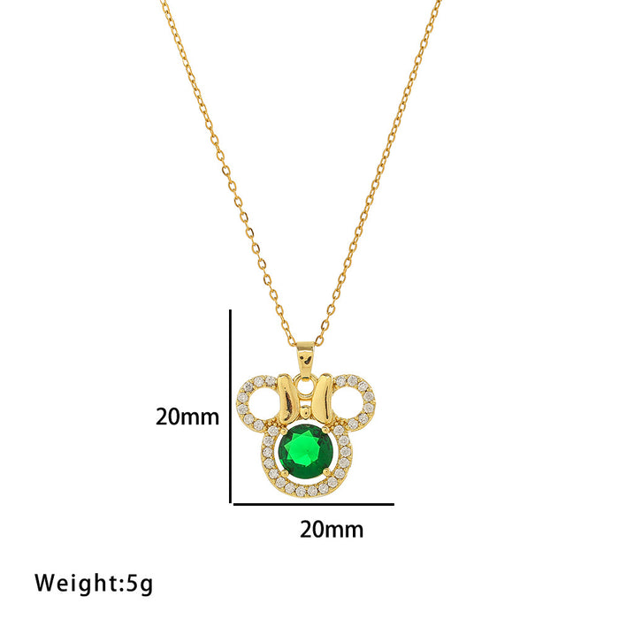 Wholesale Double Layer Diamond Titanium Steel Pendant JDC-NE-OBK010