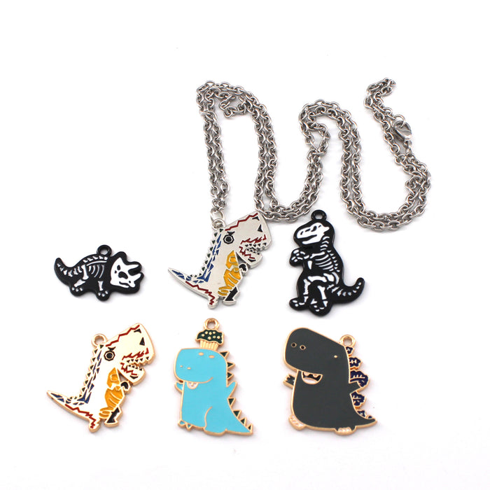 Wholesale 10pcs Cute Big Dinosaur Alloy Oil Drop Pendant Keychain Pendant Accessories