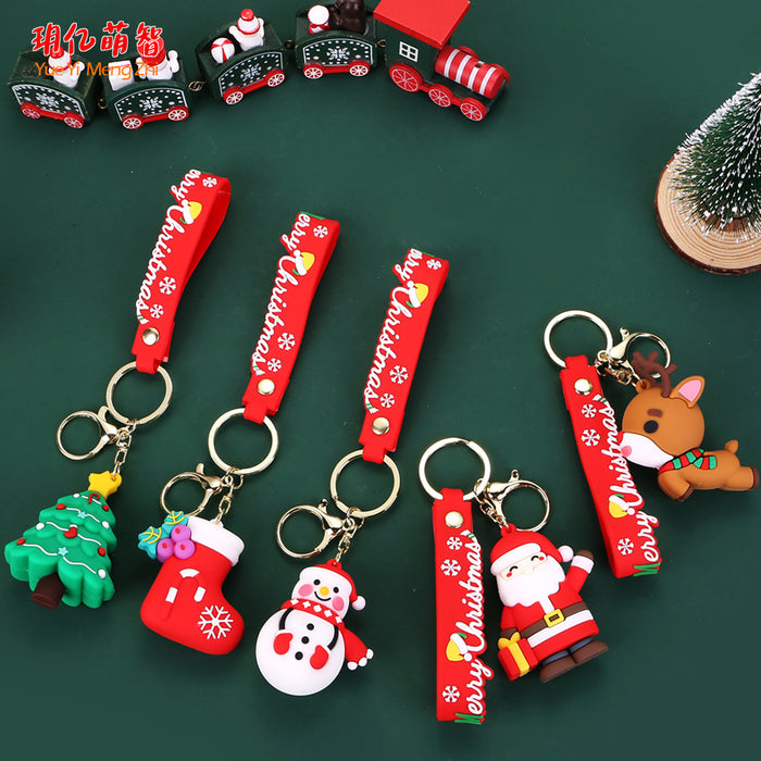 Wholesale Christmas Cartoon Elk Doll Silicone Keychain JDC-KC-YueY010