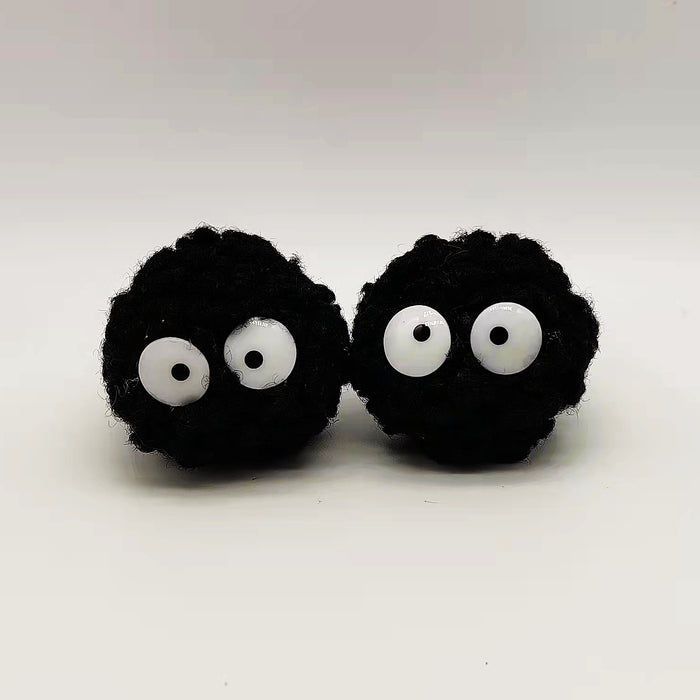 Wholesale Coal ball keychain plush pendant cartoon knitted DIY accessory