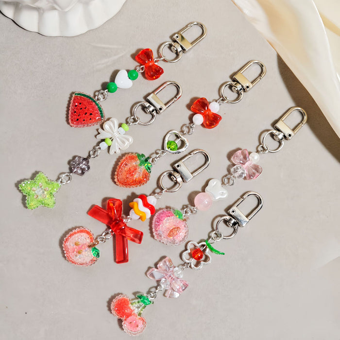 Wholesale Cartoon Fruit Beaded Charm Set - Electroplated Phone Bag Keychain Accessory