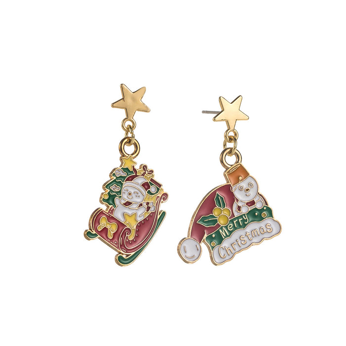 Wholesale Snowman Christmas Tree Alloy Letter Earrings - Party Fashion Accessory Boutique