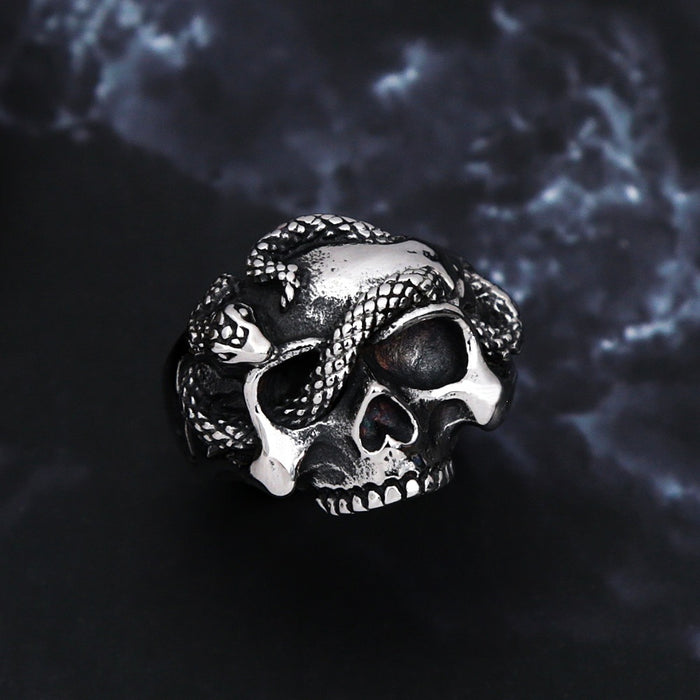 Wholesale Hip Hop Skull Snake Ring Gothic  Dark Style Jewelry Accessory Gift