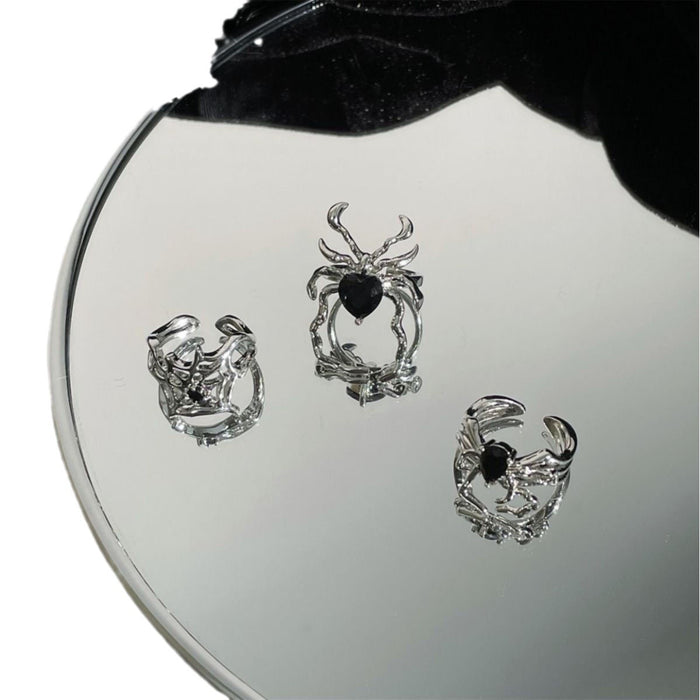Wholesale black gem Spider nail ring cold style open  ring