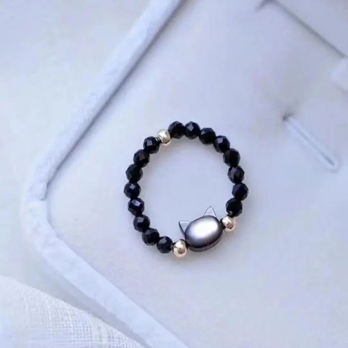 Wholesale shell cartoon black cat ring all-match bracelet