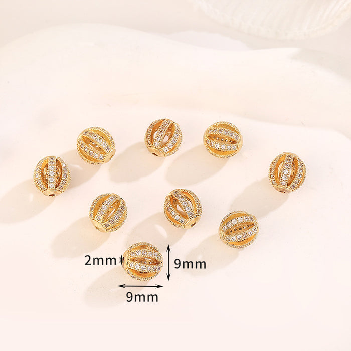 Wholesale 10pcs Copper Plated 18K Real Gold Micropaved Zircon Hollow Spacer Beads JDC-BDS-NanT005