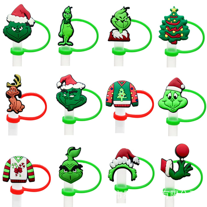 Wholesale 10pcs Christmas Straw Cap  Silicone Cup Accessories