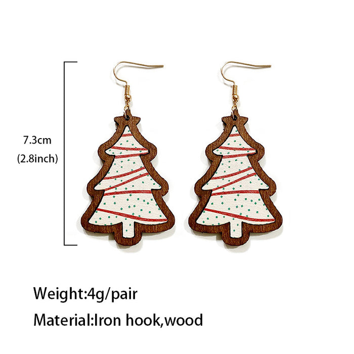 Wholesale  Christmas wooden earrings classic buffalo plaid retro holiday wooden earrings