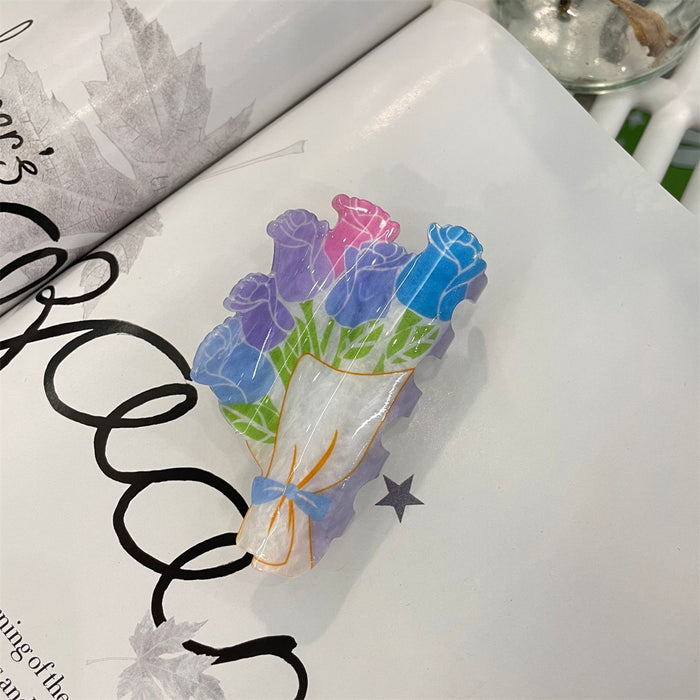 Wholesale Acrylic Flower Grab Clip Hand-painted Rose Lily Hair Accessories Dopamine Hairpin