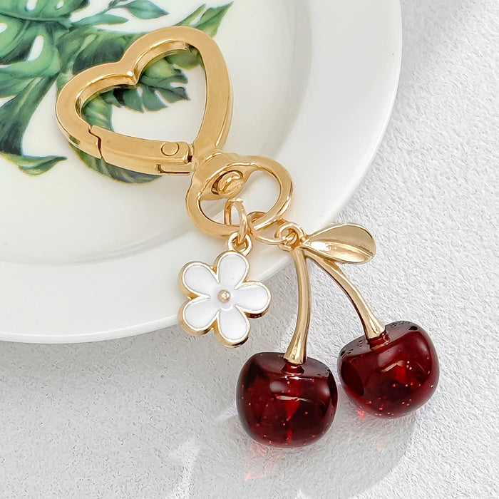 Wholesale Heart Buckle Cherry Keychain Cherry Bag Pendant