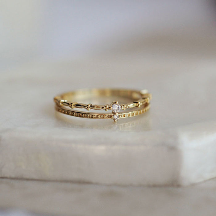 Wholesale Small and niche, light luxury, simple index finger ring, pure silver two-layer ring, women's fashionable, versatile, personalized bracelet