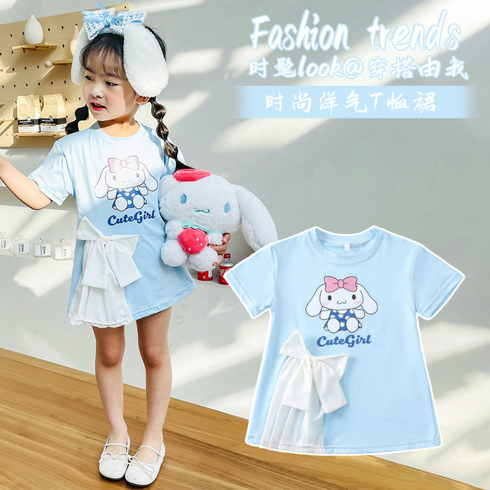 Wholesale New Baby Girl Dresses Fashionable Cute Cartoon Bow T-shirt Skirts for Small and Medium Children JDC-CTS-QNE001