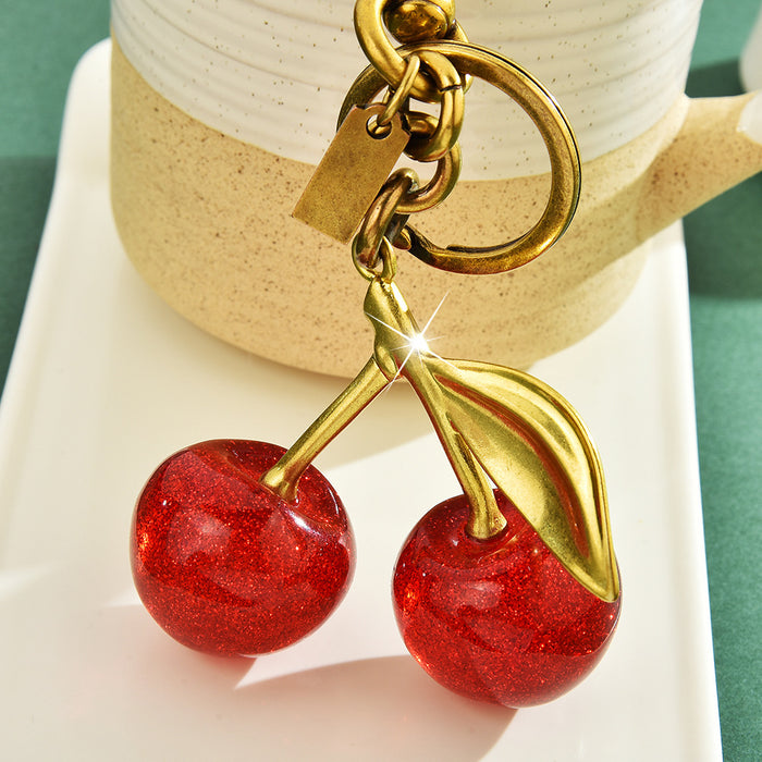 Wholesale crystal cherry key chain jewelry cute bag buckle pendant car key chain