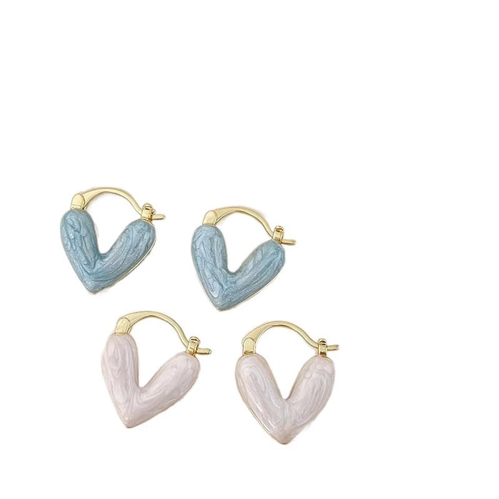 Wholesale Alloy Oil Drop Heart Earrings JDC-ES-Chengx001