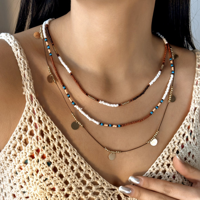 Wholesale Bohemian style beaded necklace suit multi-layer clavicle chain jewelry