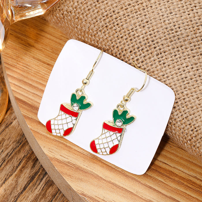 Wholesale Christmas  snowflake earrings,  candy cane bell elk earrings,  Christmas hat earrings