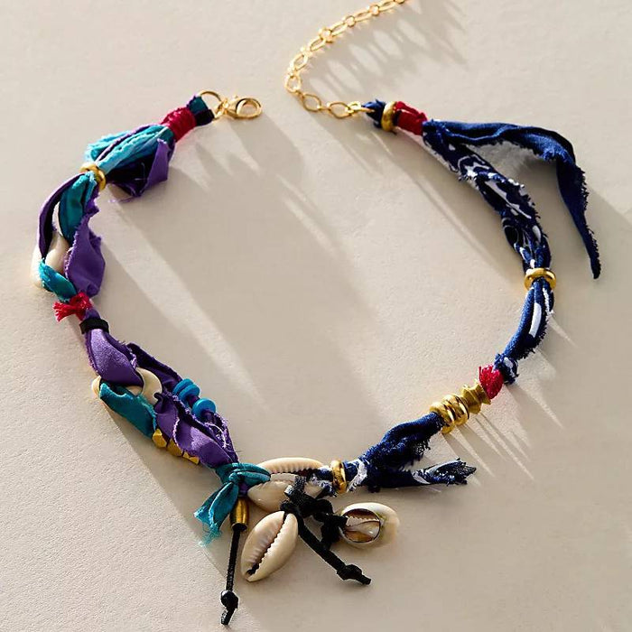 Wholesale ]New Fashion Fabric Bracelet Natural Bead Pendant Fabric Knot Bracelet
