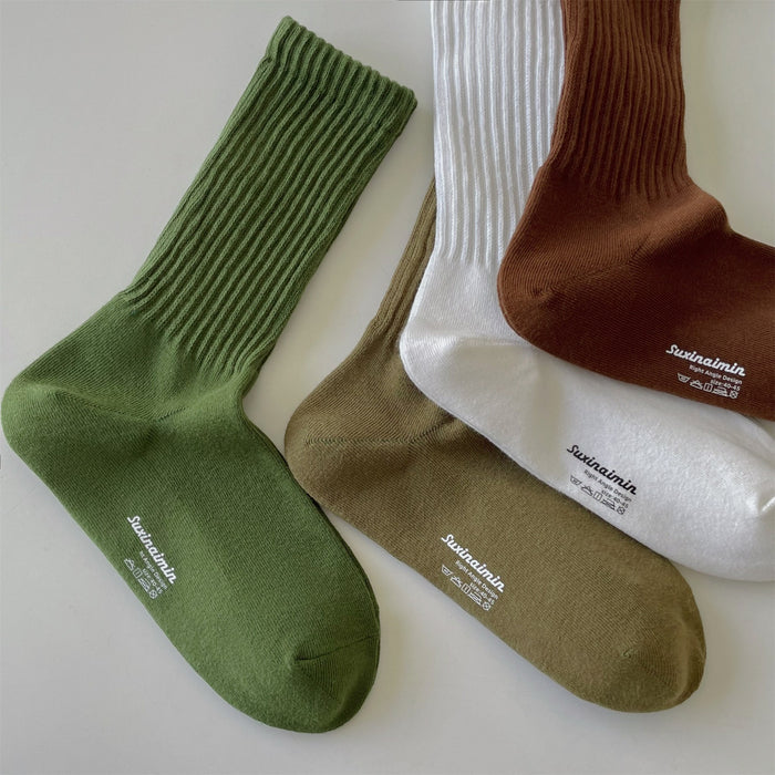 Wholesale Socks Solid color Vertical stripe Middle tube Socks Sports Socks Anti odor and Sweating Cotton Socks Right angle Socks