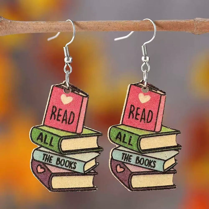 Wholesale Acrylic Heart Book Earrings Trendy Fashion Accessory Graduation Gift