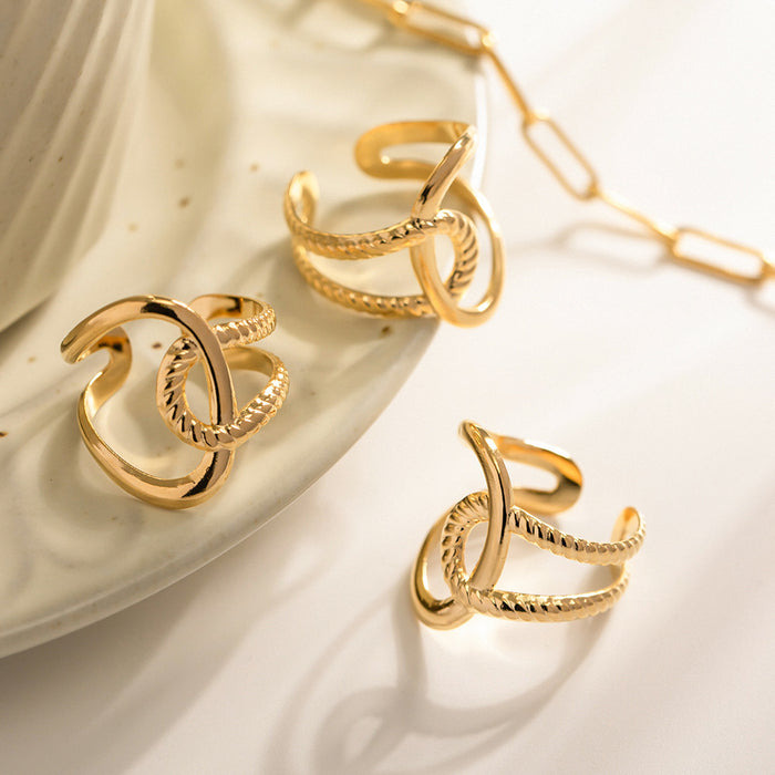 Wholesale Titanium steel irregular shape adjustable opening ring