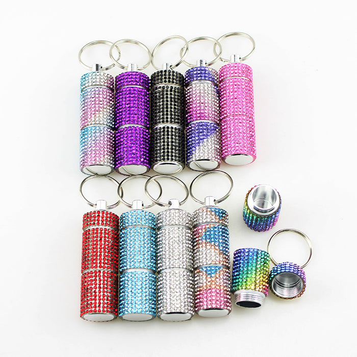 Wholesale Rhinestone 2 Compartment Pill Case Stylish Fashion Accessory Cute Gift For Adults Party Favor Boutique Resale
