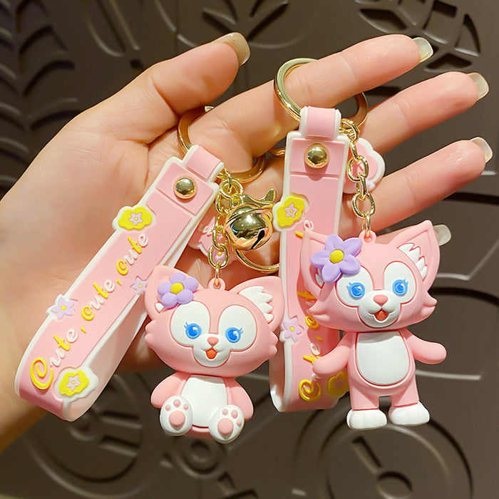 Wholesale Cartoon Cute Car Epoxy Pendant Pink Fox Couple Backpack Keychain