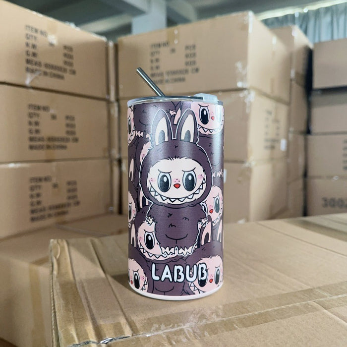 Wholesale stainless steel thermos cup printing cartoon high color value suction tube cup portable large capacity ice coffee cup